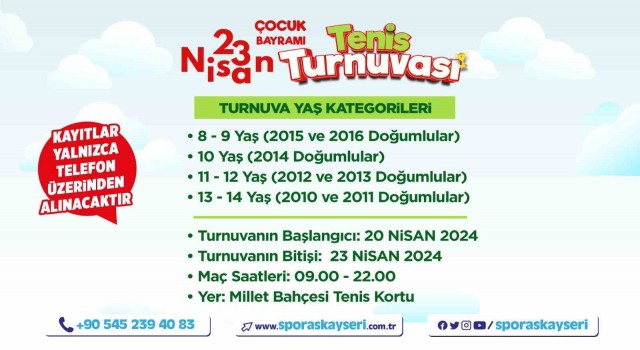 Kaysberi Büyükşehir’in Yeni Tenis Kortu’nda 23 Nisan’a özel turnuva