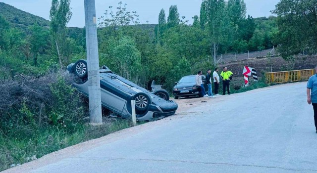 Kontrolden çıkan otomobil takla atarken, sürücüsü yaralandı