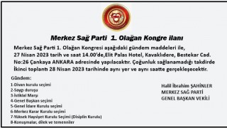 Merkez Sağ Parti Kongre İlanı