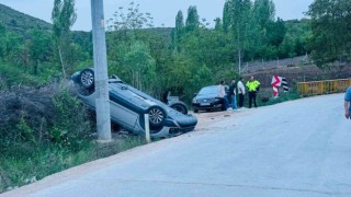 Kontrolden çıkan otomobil takla atarken, sürücüsü yaralandı